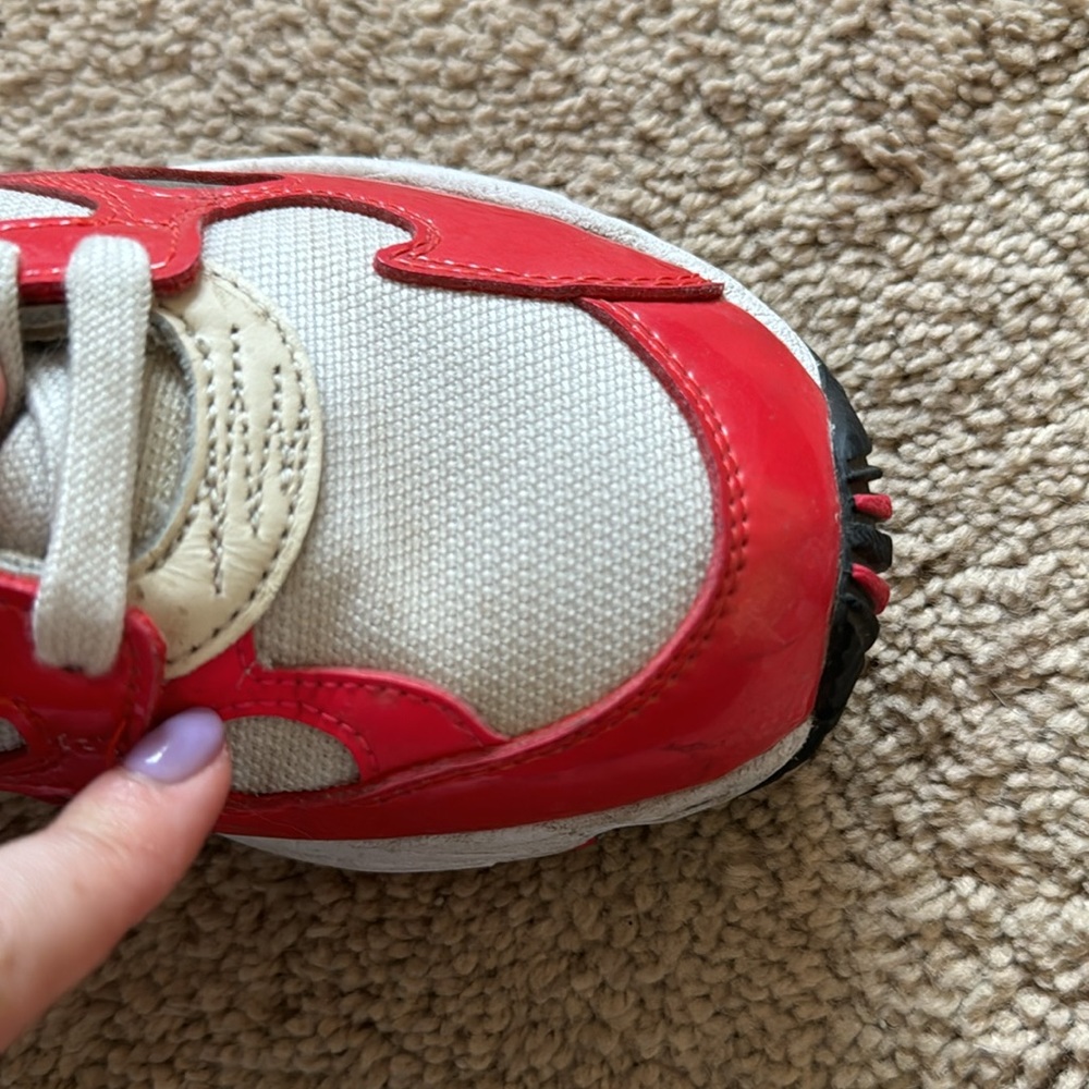 adidas Women's Red Pink White Falcon Sneakers - Picture 12 of 13